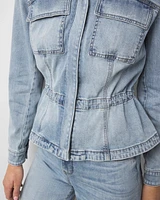 Petite Cinched-Waist Denim Jacket