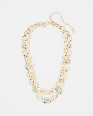 Turquoise + Gold Multistrand Necklace