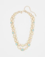 Turquoise + Gold Multistrand Necklace