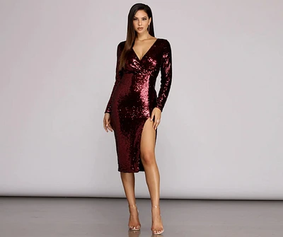 Linley Sequined Surplice Midi Dress