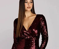 Linley Sequined Surplice Midi Dress