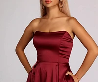 Paola Strapless Twill Party Dress