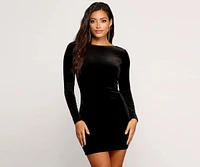 Tanya Pearl-Trim Velvet Dress