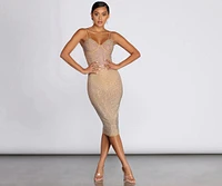 Tarryn Bring the Sparkle Heat Stone Midi Dress