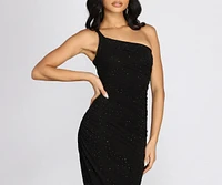 Amari Heat Stone One Shoulder Midi Dress