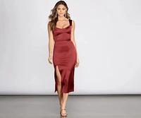 Lucia Side Slit Satin Dress