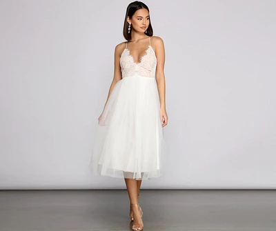 Olivia Eyelash Lace Tulle Party Dress