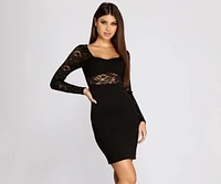 Cheyenne Lace Crepe Mini Dress