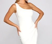 Marissa One-Shoulder Asymmetric Midi Dress