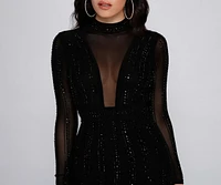 Amelia Rhinestone Mesh Bodycon Dress