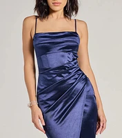 Margaret Formal Satin Wrap Midi Dress