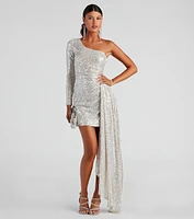 Talulla Formal One-Shoulder Sequin Mini Dress