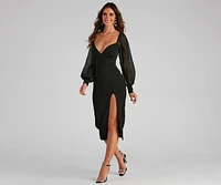 Trista Formal Long Sleeve Midi Dress