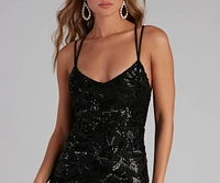 Emely Sequin Mesh Double X-Back Midi Formal Dress