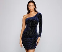 Laurie Rhinestone Velvet Mini Dress