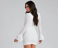 Paola Feather Trim Sequin Bodycon Dress