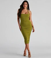 Celeste Sleeveless Halter Midi Dress