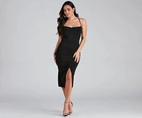 Ashlyn Formal High Slit Midi Dress