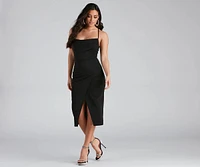 Ashlyn Formal High Slit Midi Dress