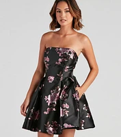 Mackenzie Floral Satin Party Dress