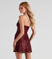 Sabina Sequin Mesh Party Dress