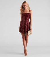 Sabina Sequin Mesh Party Dress