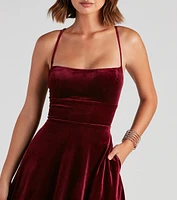 Liliane Velvet Lace-Up Party Dress