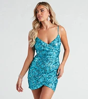 Maeve Sequin Wrap Mini Dress