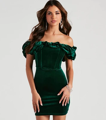 Beth Velvet Ruffle Party Dress