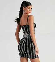 Kalani Iridescent Rhinestone Corset Mini Dress