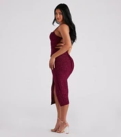 Gigi Formal Glitter Slit Midi Dress