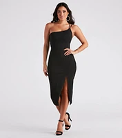 Rhea Formal One Shoulder Midi Dress