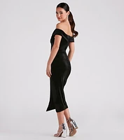 Mary Off-The-Shoulder Velvet Midi Dress