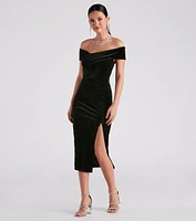 Mary Off-The-Shoulder Velvet Midi Dress