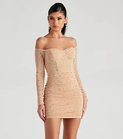 Marilyn Rhinestone Mesh Mini Dress