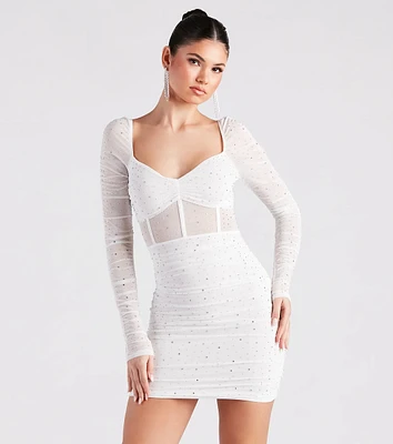 Kendall Rhinestone Sheer Bodycon Mini Dress