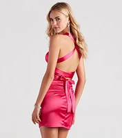 Kylee Satin Lace-Up Party Dress