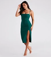 Alia Formal High Slit Midi Dress