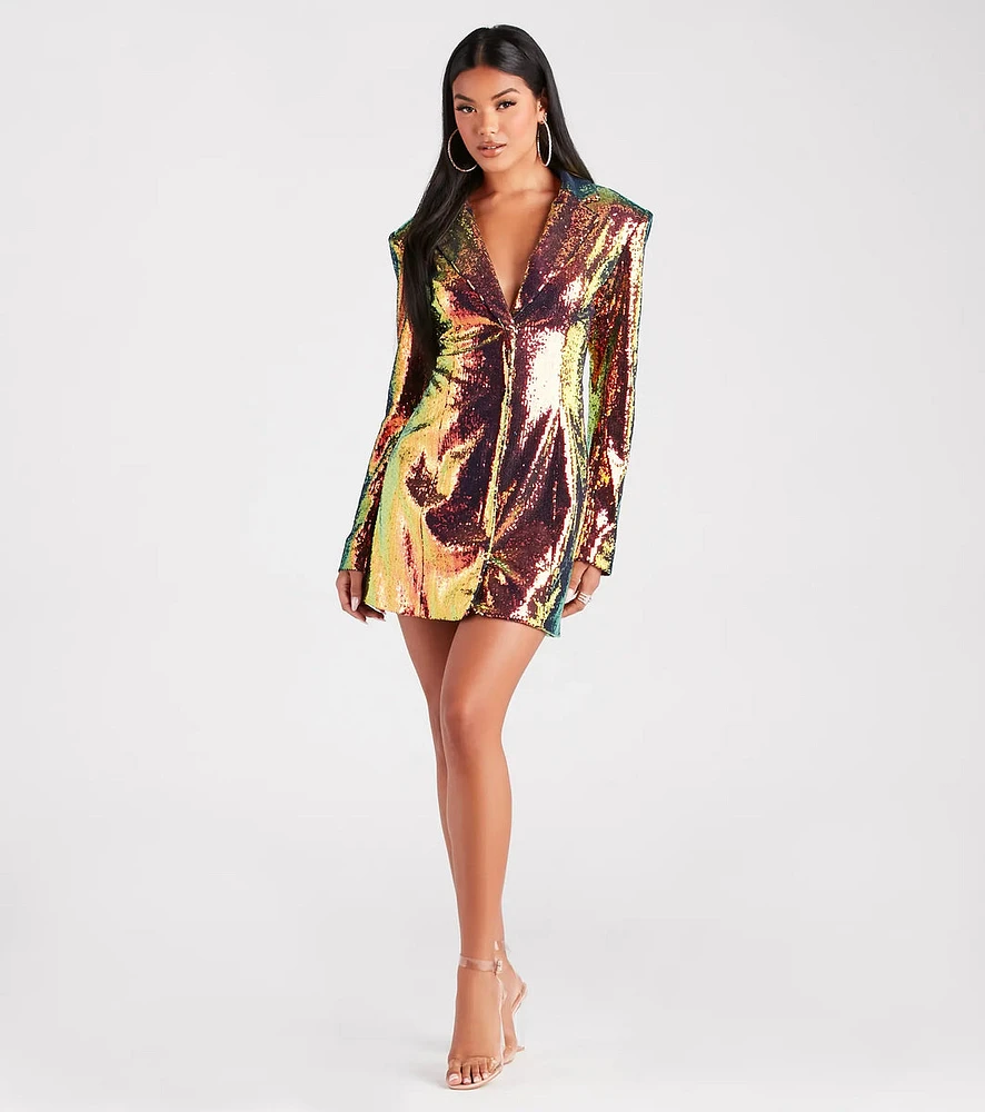 Kristina Sequin Blazer Mini Party Dress