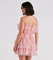 Alisa Glitter Tulle Short Party Dress