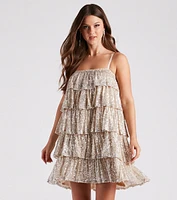 Priah Sequin Tiered Ruffle Party Dress