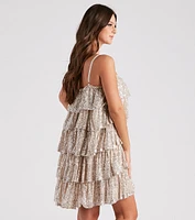 Priah Sequin Tiered Ruffle Party Dress