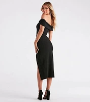 Madi Formal Crepe Slit Midi Dress