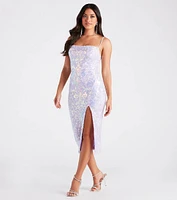 Sienna Formal Sequin Lace-Up Midi Dress