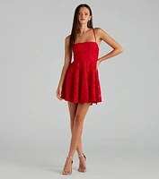 Kiana Flower Lace-Up A-Line Party Dress