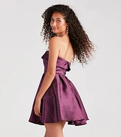 Francie Taffeta Strapless A-Line Dress