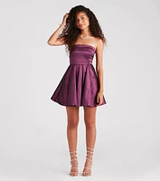 Francie Taffeta Strapless A-Line Dress