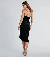 Jaylene Formal Velvet Glitter Midi Dress