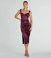 Marnie Formal Satin Corset Midi Dress