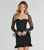 Kristy Formal Glitter Ruffle Mini Dress